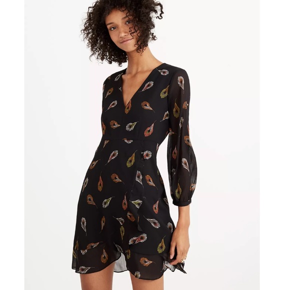 Madewell • Long-Sleeve Poppy Dress in Peacock Feathers - Picture 4 of 7